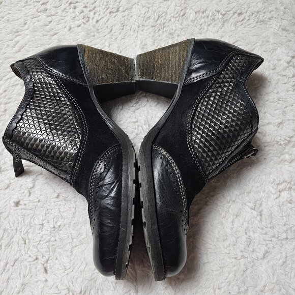 Dromedaris Black Leather Oxford Heels Euro Size 38 (US 7.5) Portugal Zipper - Picture 3 of 6